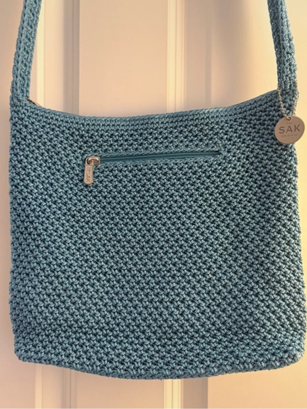 The Sak Original Aqua Blue Crochet Shoulder Bag Boho NWOT